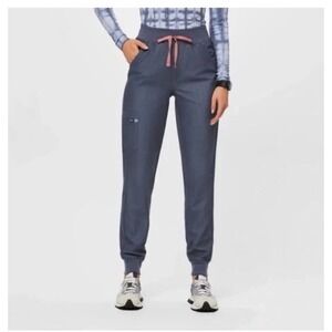 NWT FIGS High Waisted Zamora Jogger Scrub Pants Heather Denim XXL Blue Pink